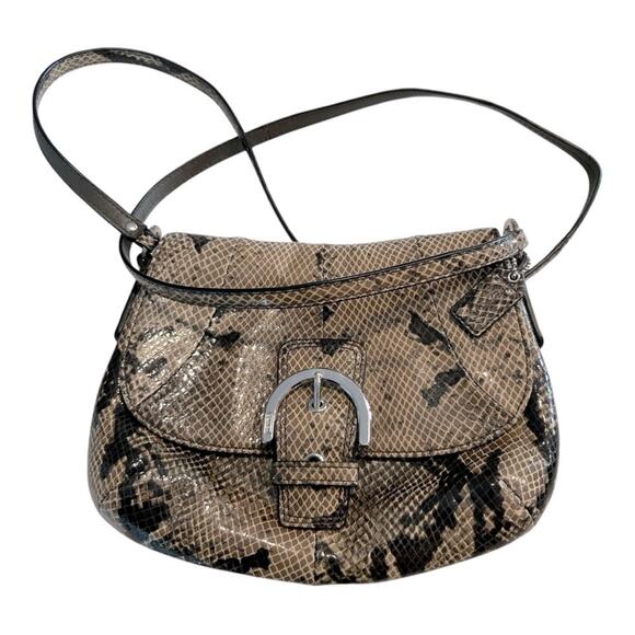 Coach Soho Snakeskin Crossbody Buckle Front Bag Silver Hardware - Picture 1 of 13